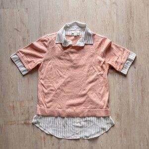 LOFT Short-Sleeve Layered Knit Top - Peach